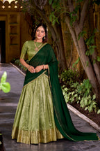 Evanik Traditional Pista Dupion Silk With Zari Weaving Work Lehenga Choli - Distacart