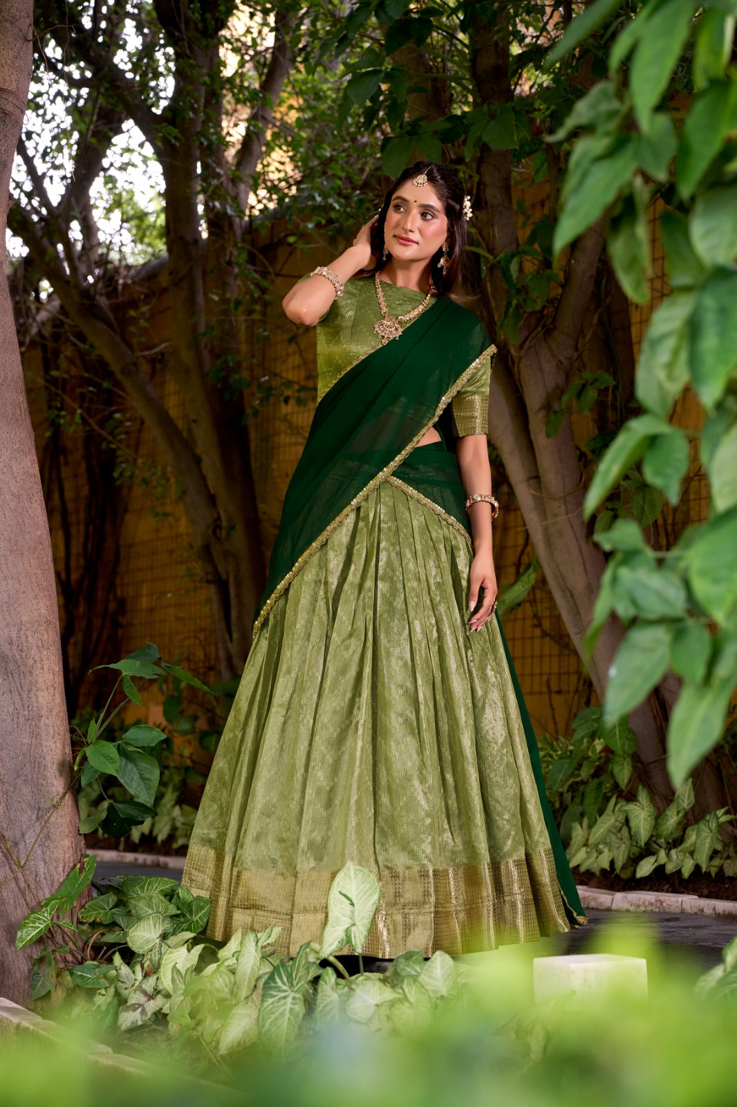 Evanik Traditional Pista Dupion Silk With Zari Weaving Work Lehenga Choli - Distacart