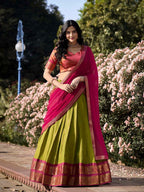Lorenvalley Green Kanchipuram Zari Weaving Work Lehenga Choli with Dupatta