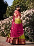 Lorenvalley Green Kanchipuram Zari Weaving Work Lehenga Choli with Dupatta