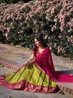Lorenvalley Green Kanchipuram Zari Weaving Work Lehenga Choli with Dupatta