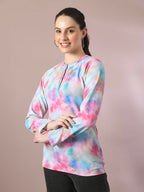 Myshka Women's Multi Embellished Raglan Sleeve Party Top