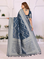 Aastha Fashion Teal Blue Georgette Silk Leheriya With Elegant Zari Weaving Saree - Distacart