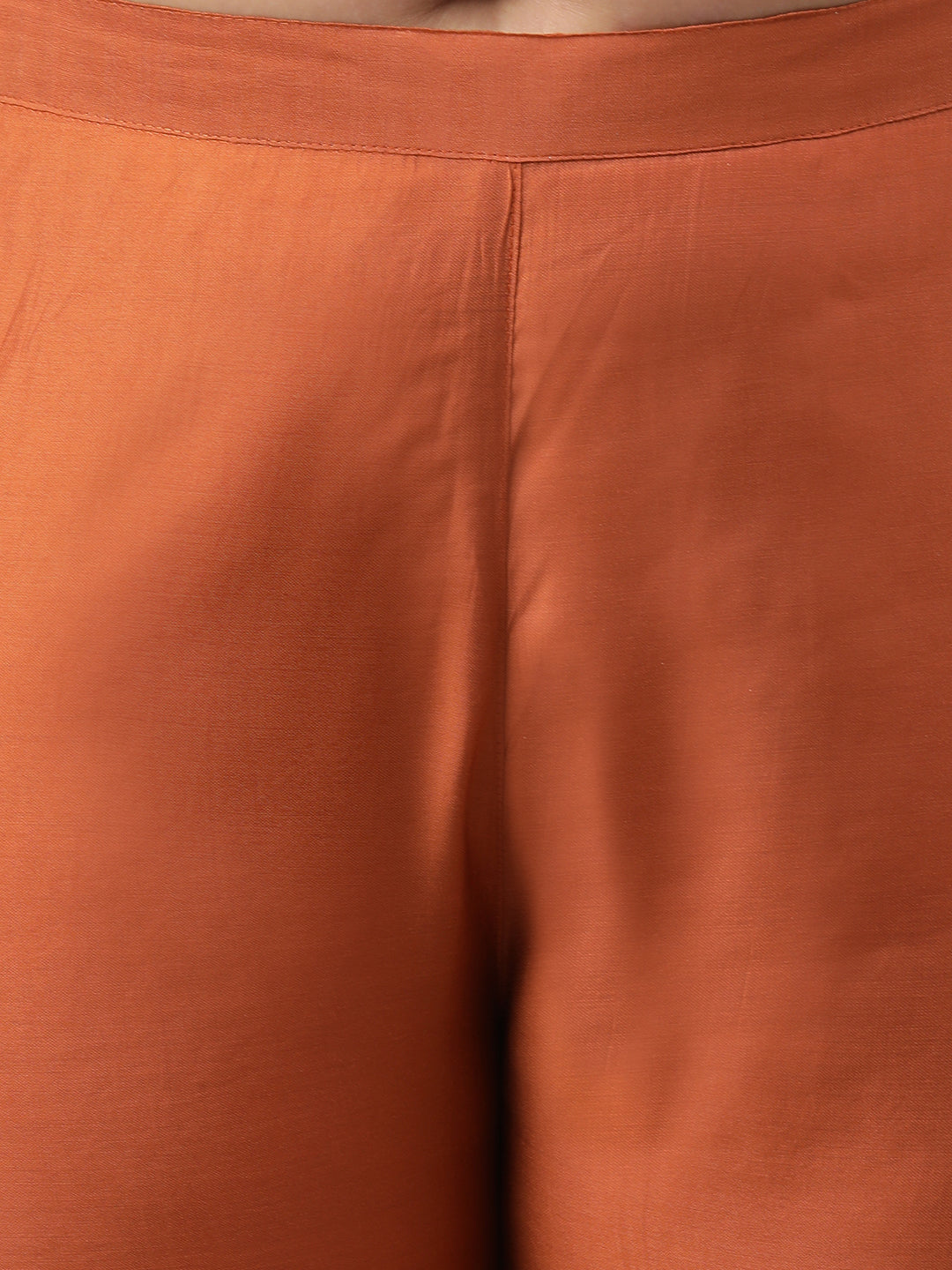 Janasya XL LOVE by Janasya Women's Plus Size Rust Orange Poly Silk Kurta With Pant - Distacart