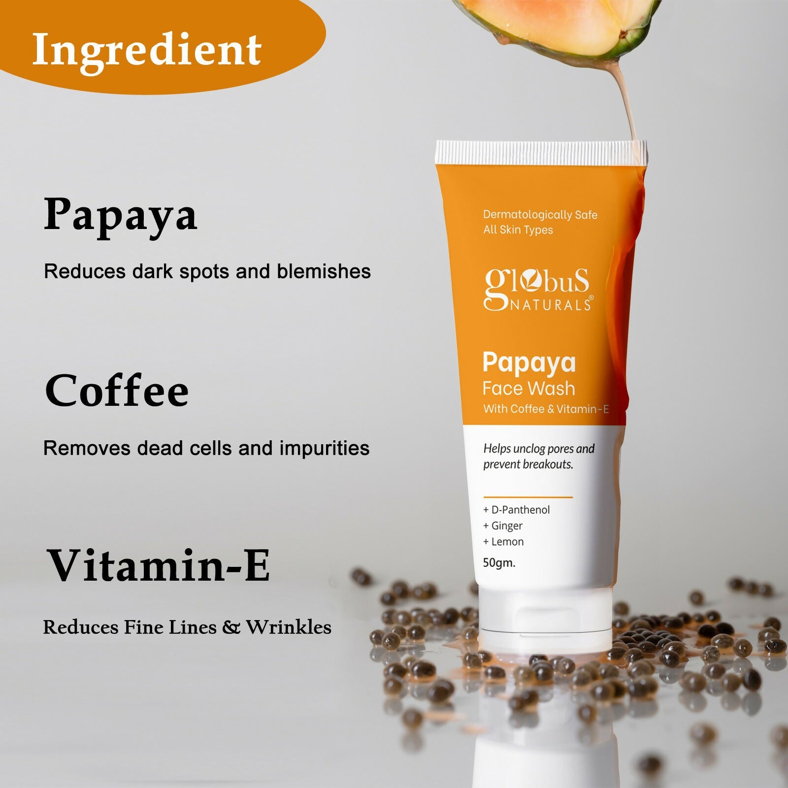 Globus Naturals Papaya Face Wash with Coffee & Vitamin-E - Distacart