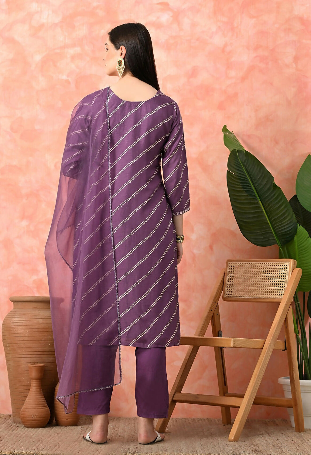 Joban Fashion Mauve Premium Pure Viscose Print Dola With Handwork Kurta Set