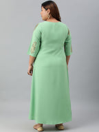 Janasya Women's Light Green Poly Crepe Foil Print Casual A-line kurta - Distacart