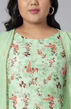 Janasya Women's Green Poly Crepe Floral Print Casual A-line Kurta - Distacart