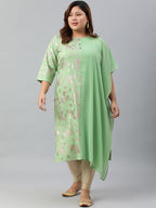 Janasya Women's Light Green Poly Crepe Foil Print Casual Straight kurta - Distacart