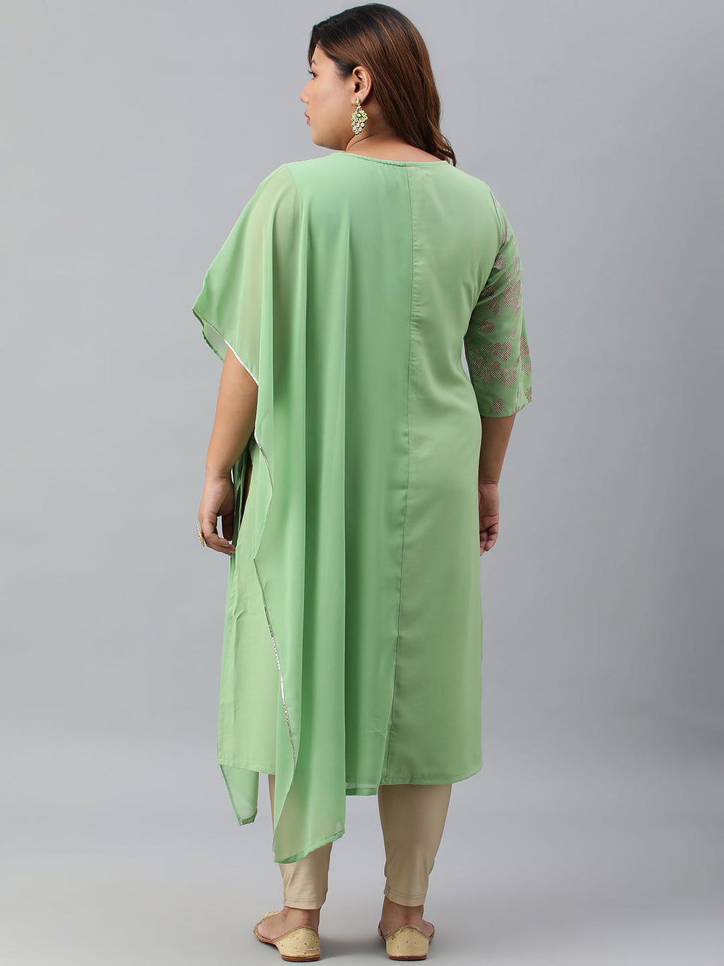 Janasya Women's Light Green Poly Crepe Foil Print Casual Straight kurta - Distacart