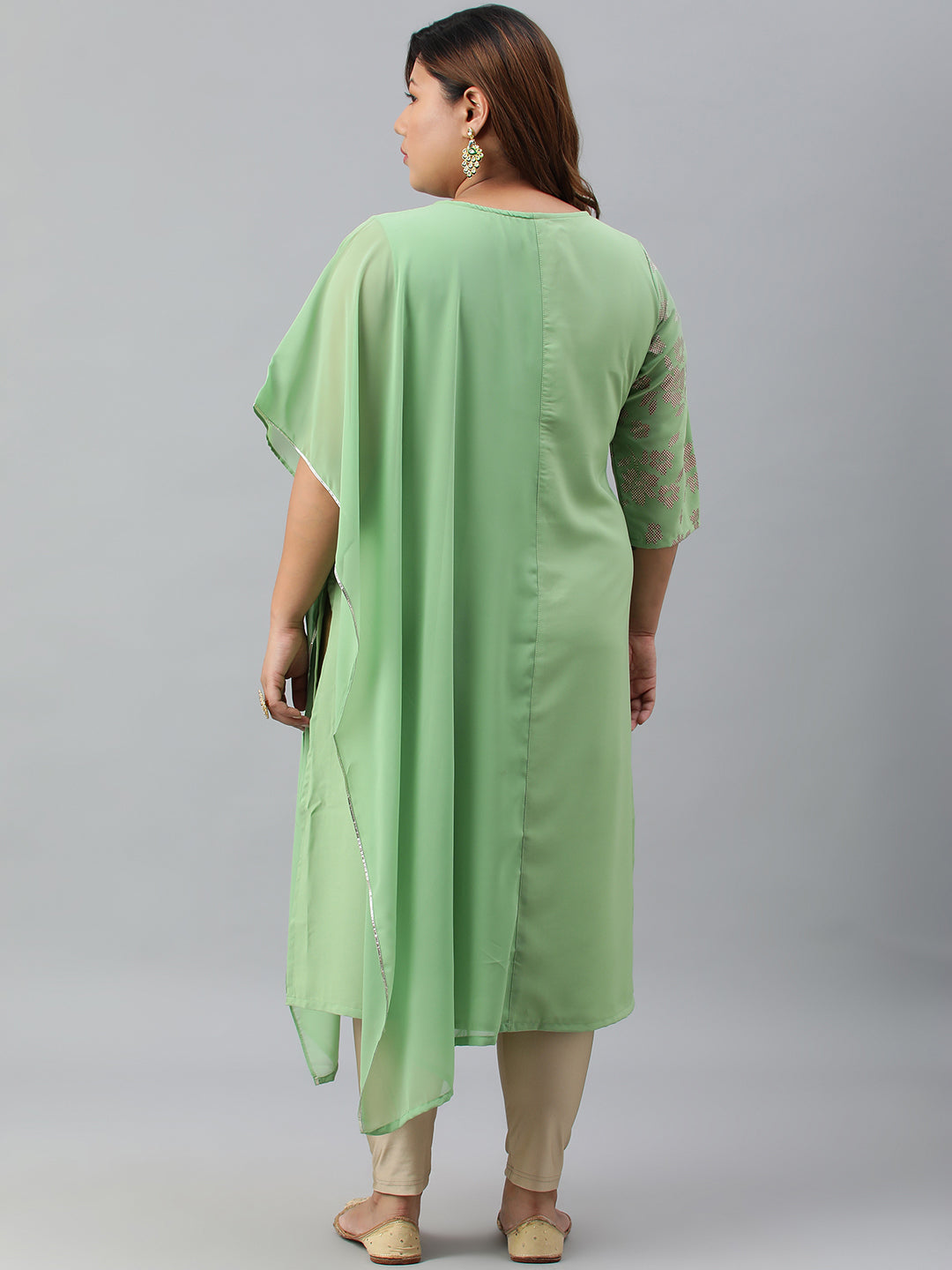 Janasya Women's Light Green Poly Crepe Foil Print Casual Straight kurta - Distacart