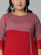 Janasya Women's Maroon Poly Crepe Ethnic Motifs Casual A-line Kurta