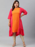 Janasya Women's Orange Poly Crepe Floral Print Casual A-line kurta - Distacart