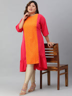 Janasya Women's Orange Poly Crepe Floral Print Casual A-line kurta - Distacart