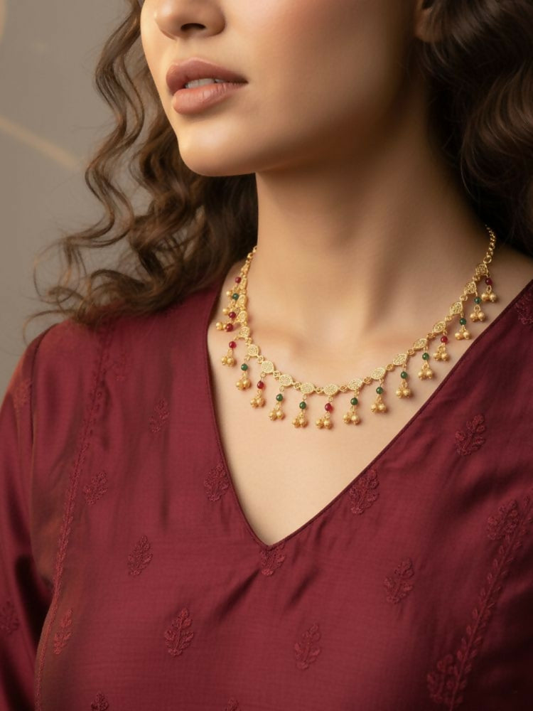 NVR Women Gold Plated Multicolour Minimal chain - Distacart