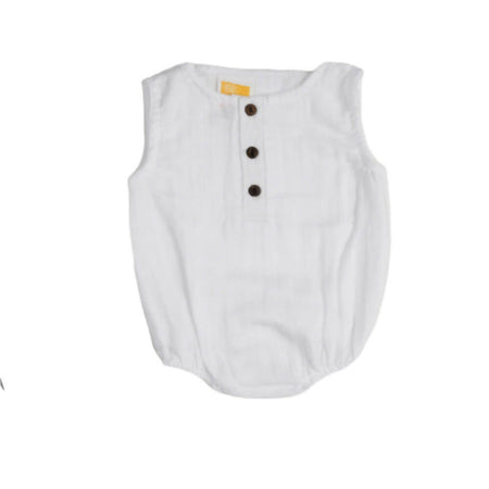 Sunshine Baby Cute Organic Muslin Cotton Sleeveless Rompers For Babies - White