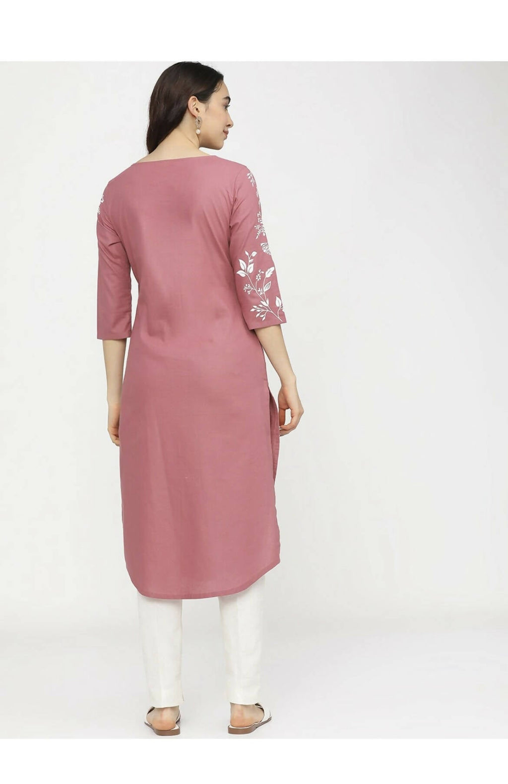 Cheera Embellished Daily Wear Cotton Blend Kurta - Peach