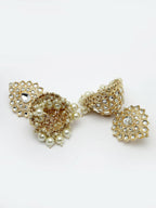 NVR Women Gold-Plated Handcrafted Kundan Jhumka Earrings - Distacart