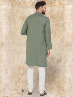 Even Apparels Cotton Linen Green Kurta - Green
