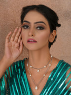 Layered Pearl and Silver Neckpiece (silver) - Ruby Raang