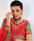 Wedding Designer Red Chinon Lehengha Choli - Anbazaar - Distacart