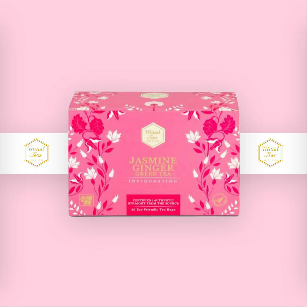 Mittal Teas Jasmine Ginger Green Tea - Eco Friendly Bags - Distacart