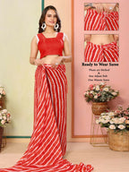 Red Georgette Designer Printed Ready To Wear Saree - Elite