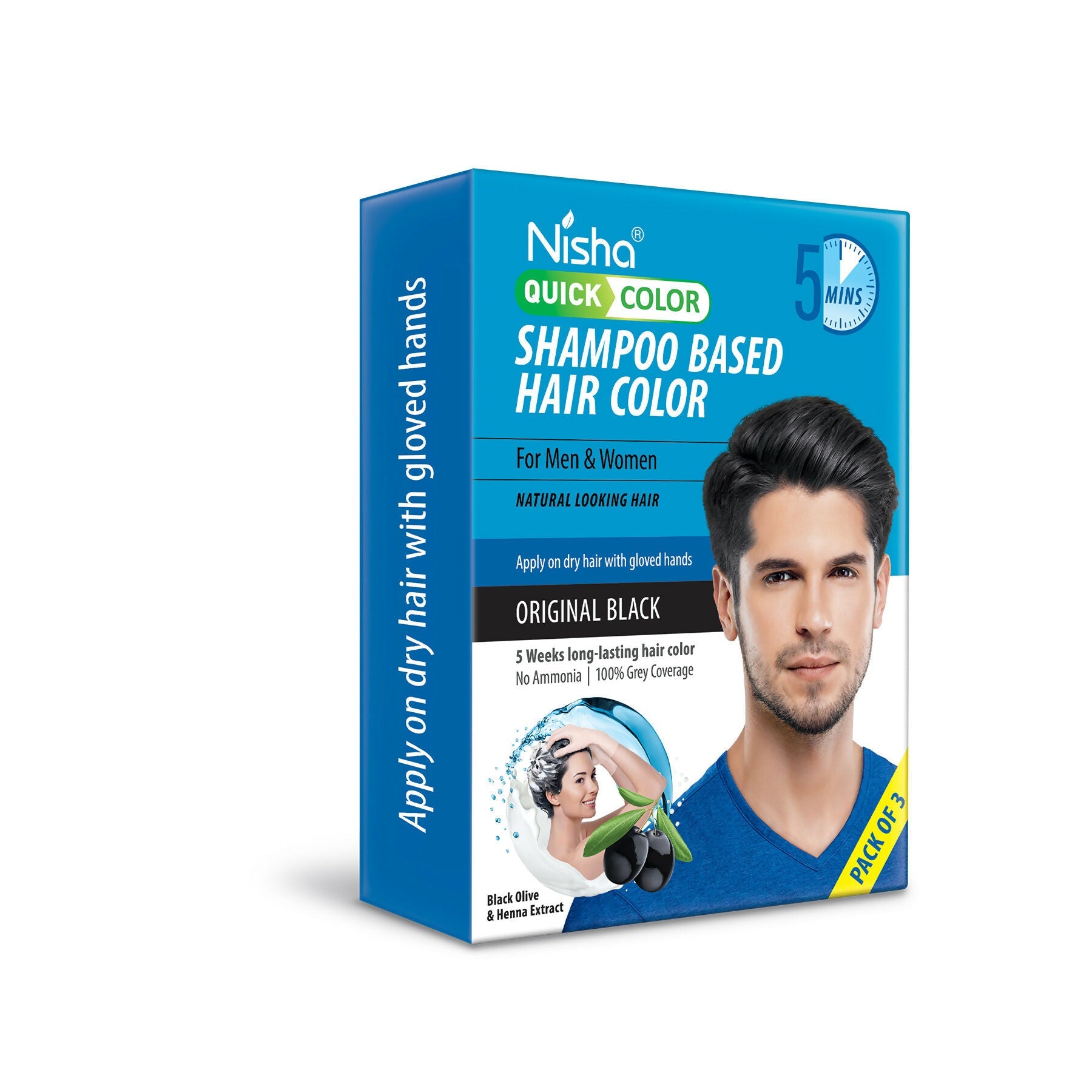 Nisha Quick Color Shampoo Hair Color-Original Black - Distacart