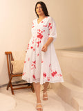 Janasya Off White Dobby Georgette Tie & Dye Fit & Flare Dress - Distacart