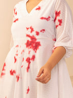 Janasya Off White Dobby Georgette Tie & Dye Fit & Flare Dress - Distacart