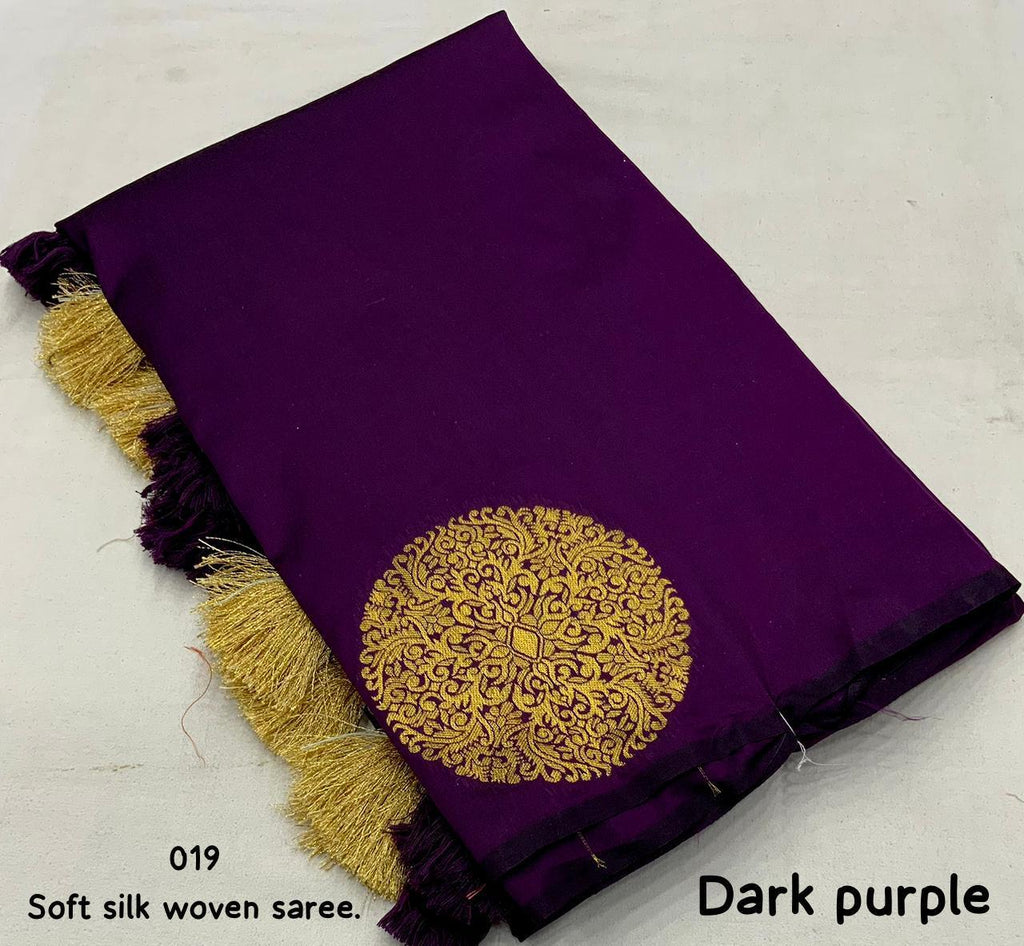 Purple Silk Woven Saree with Unstitched Blouse - Hiral Fashion