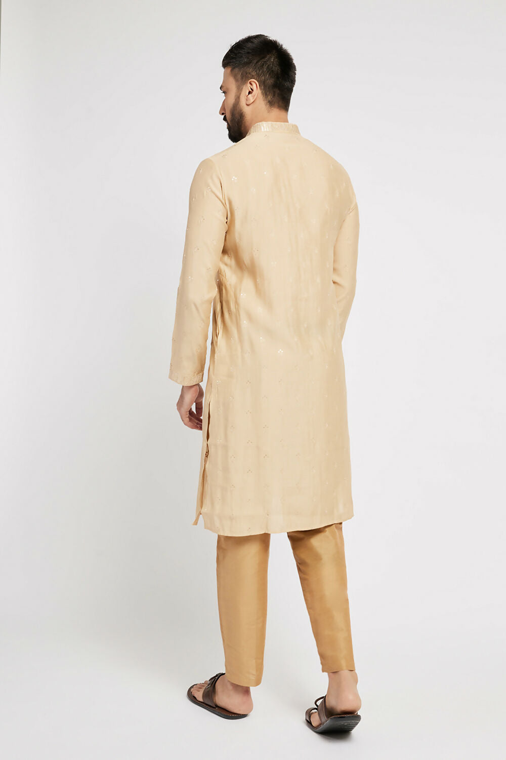 Ethnic India Beige Men's Kurta Ethnic Motifs