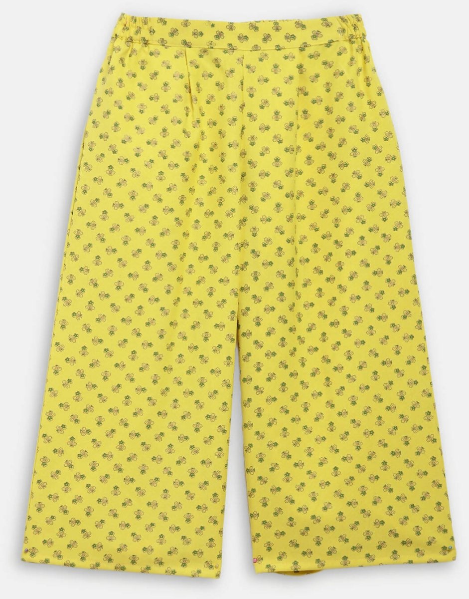 Ahalyaa Yellow Viscose Rayon Straight Kids Kurta Pants With Dupatta For Girls