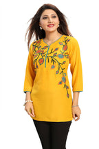 Snehal Creations Snazzy Scintillating Mustard Yellow Designer Tunic