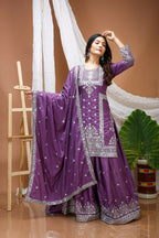 Teeya Creation Lavender Color Natural Crepe Silk Wedding Wear Trending Salwar Suit - Distacart