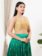 Joban Fashion Light Gold Tissue Padded Blouse With V Neck Sleeveless - Distacart