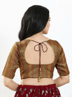Joban Fashion Dark Maroon Brocade Padded Blouse With Sweetheart Neck Elbow Sleeves - Distacart