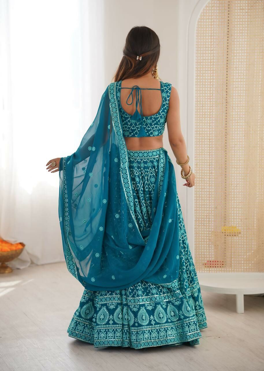 Lehenga Mart Designer Indian Wedding Lehenga Choli-Blue - Distacart