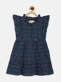 Manet Girls Cotton Frill Sleeve Frock Flower Print - Blue
