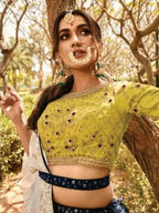 Myra Navy Blue Heavy Embroidered Party Wear Lehenga