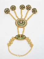 NVR Women's Gold-Polished CZ Stone-Studded Handcrafted Ring Bracelet - Distacart