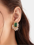 Nuyug 22K Gold Plated Emerald Fern Muse Stud Earrings - Distacart