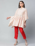 Ahalyaa Womens Off White Crepe Printed Kaftan Pant Set - Distacart
