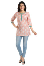 Snehal Creations Pretty Pastel Peach Rayon Short Kurti Tunic Top - Distacart
