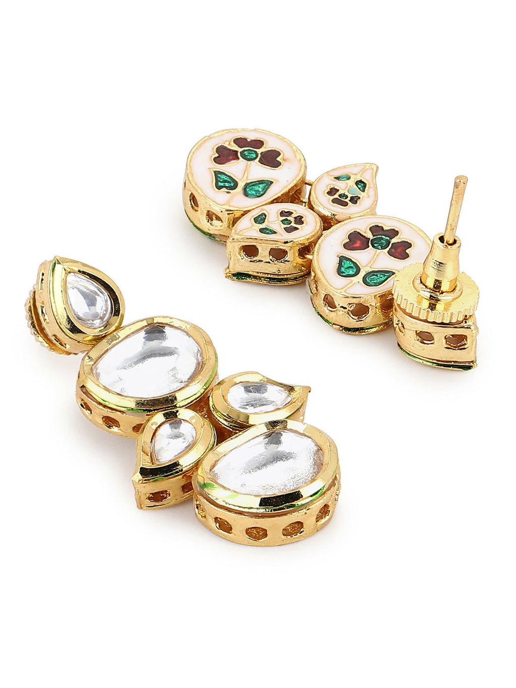White Gold-Toned Contemporary Gold-Plated Drops Earrings - Ruby Raang - Distacart