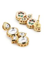 White Gold-Toned Contemporary Gold-Plated Drops Earrings - Ruby Raang - Distacart
