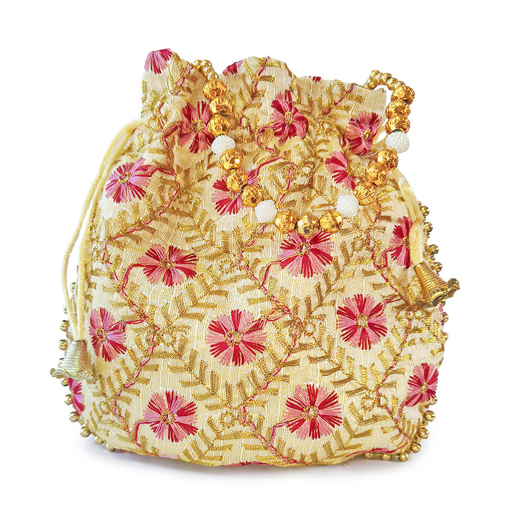 JS Fashion Embroidered Handcrafted Wedding Potli Bag with Beads