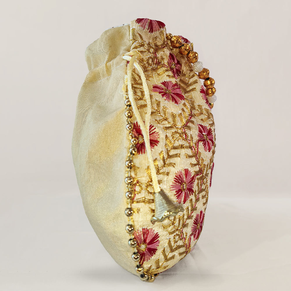 JS Fashion Embroidered Handcrafted Wedding Potli Bag with Beads