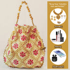 JS Fashion Embroidered Handcrafted Wedding Potli Bag with Beads