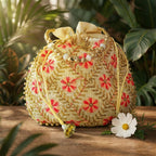 JS Fashion Embroidered Handcrafted Wedding Potli Bag with Beads